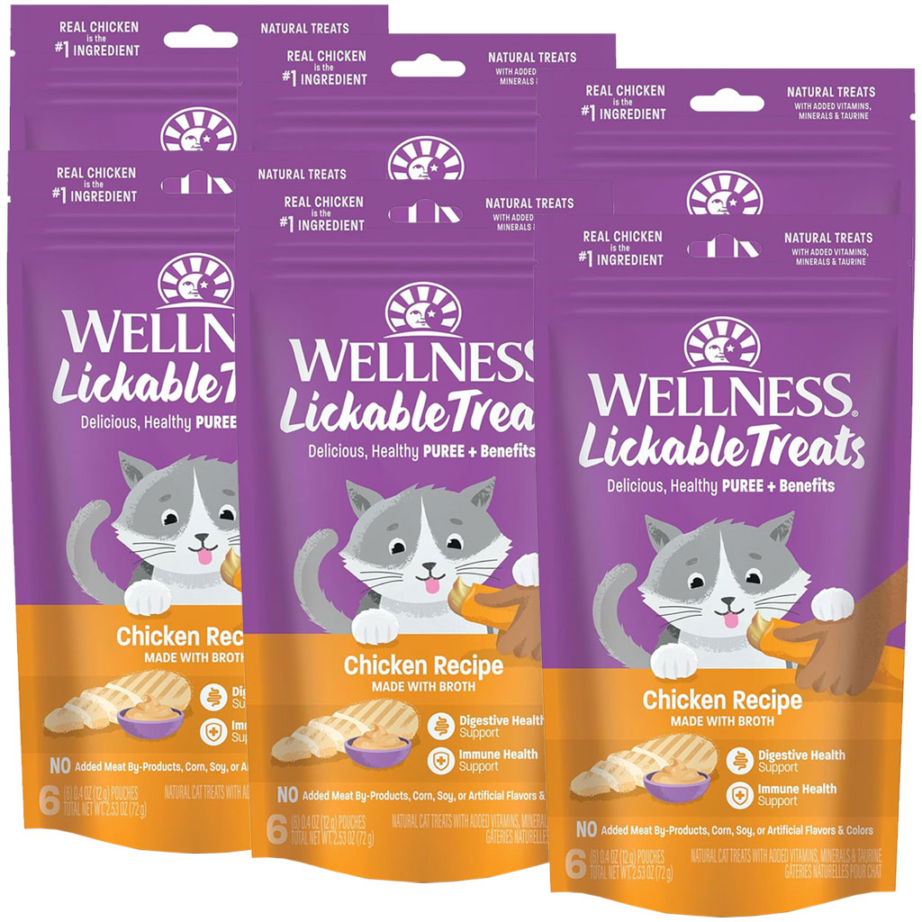 Wellness Lickable Treats Chicken Recipe Natural Treats for Cats 6-pack