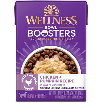 Wellness Bowl Boosters Toppers Chicken & Pumpkin in Bone Broth for Dogs, 5.5-oz, case of 12