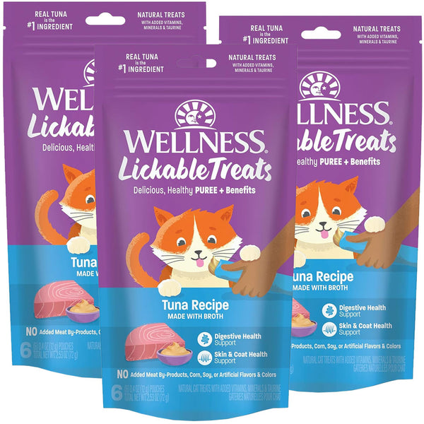 Wellness Lickable Treats Tuna Recipe Natural Treats for Cats 3-pack