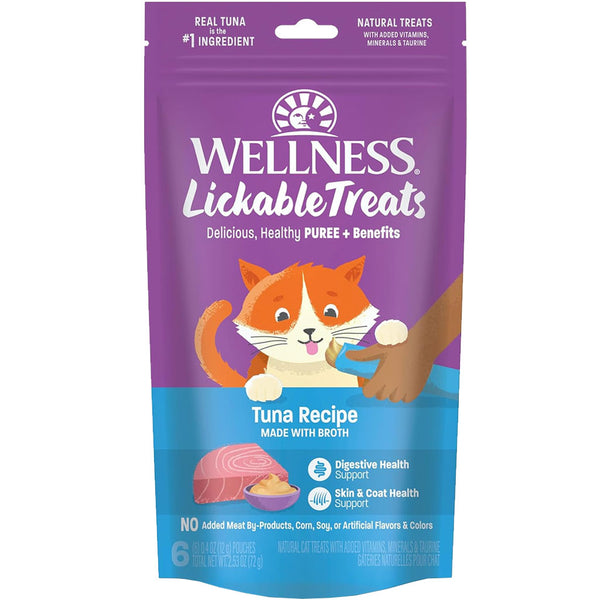 Wellness Lickable Treats Tuna Recipe Natural Treats for Cats, 2.5-oz