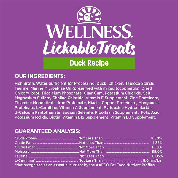 Wellness Lickable Treats Duck Recipe Natural Treats for Cats