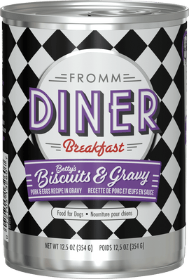 Can of Fromm Diner Breakfast with checkered pattern
