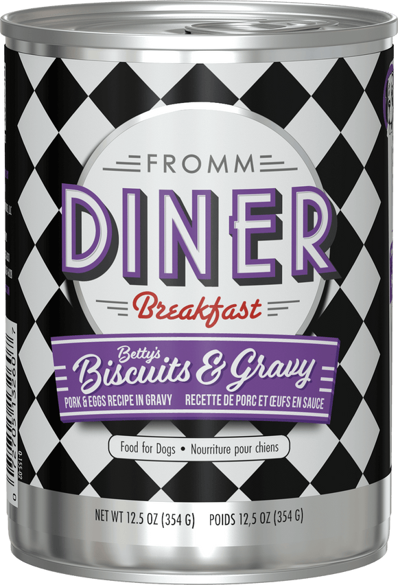 Can of Fromm Diner Breakfast with checkered pattern