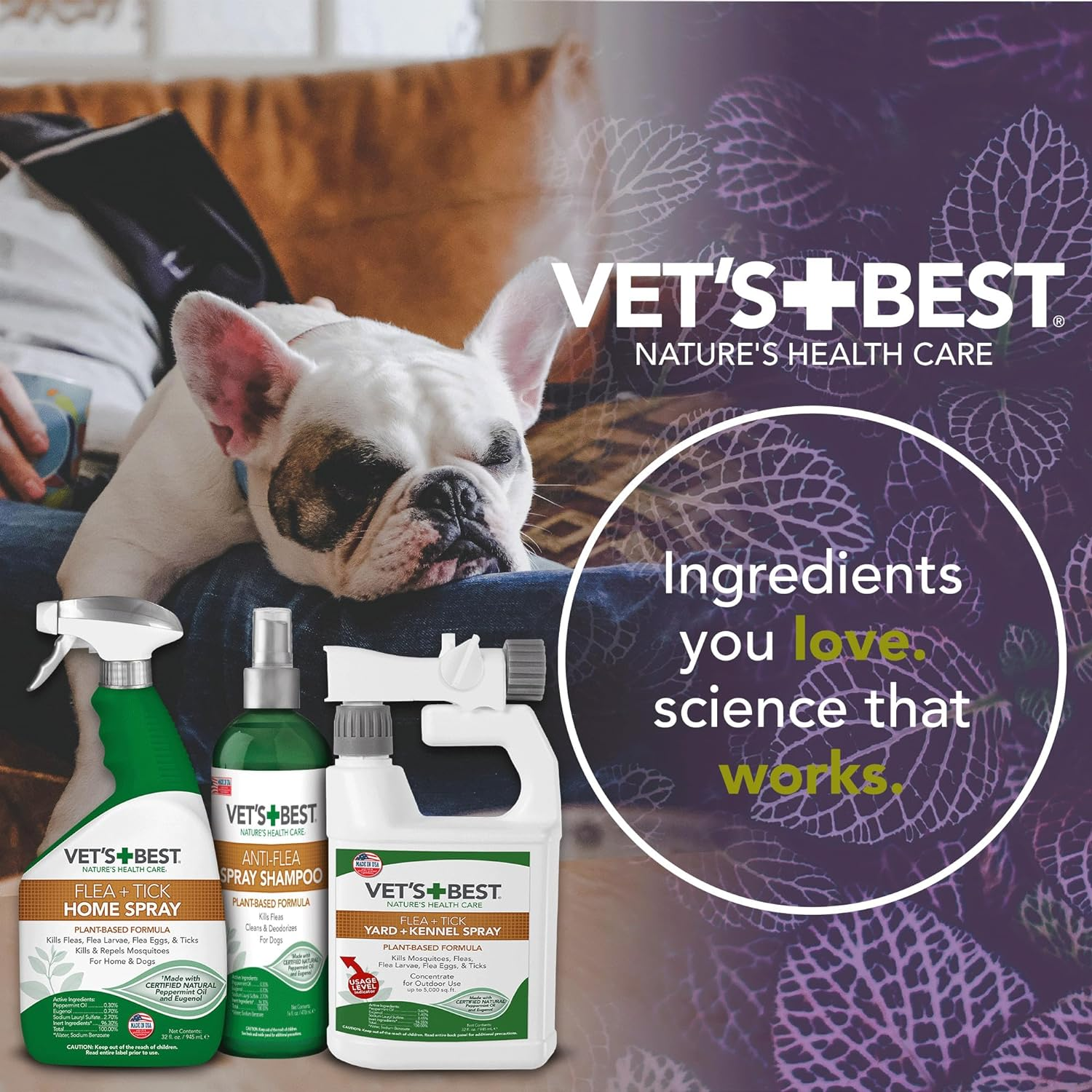 Vet's Best Natural Anti-Flea Easy Spray Shampoo for Dogs (16 oz)