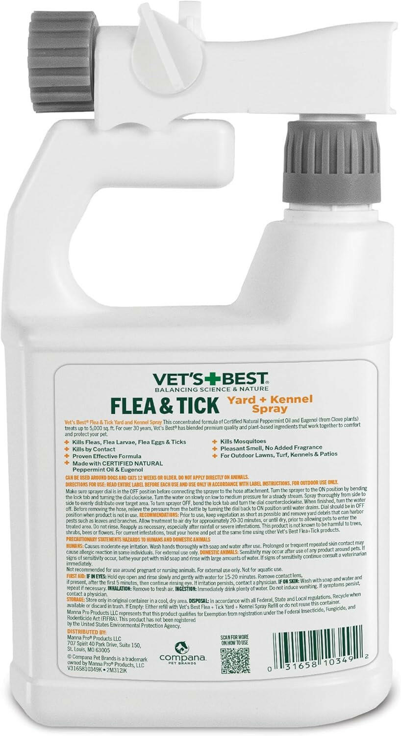 Vet's Best Natural Flea Tick Yard & Kennel Spray (32 oz)