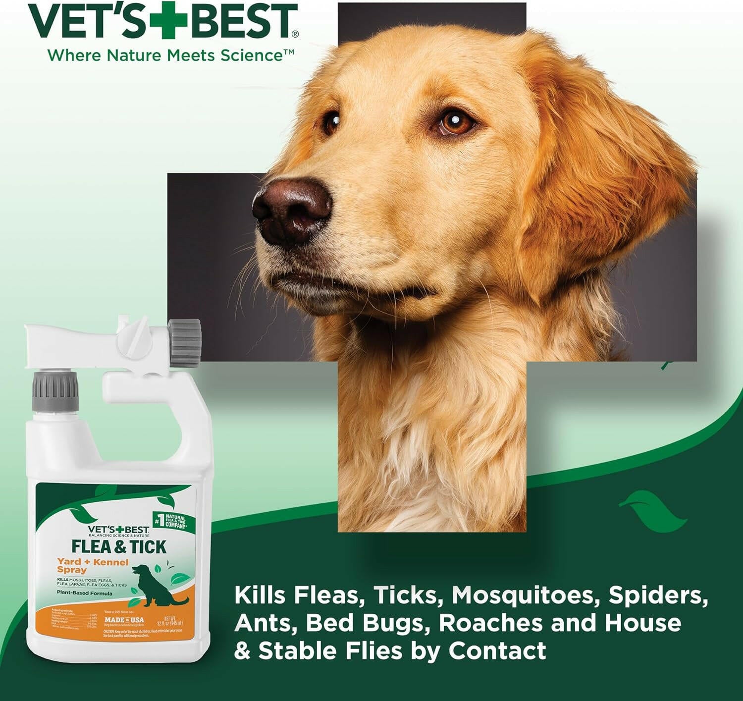 Vet's Best Natural Flea Tick Yard & Kennel Spray (32 oz)