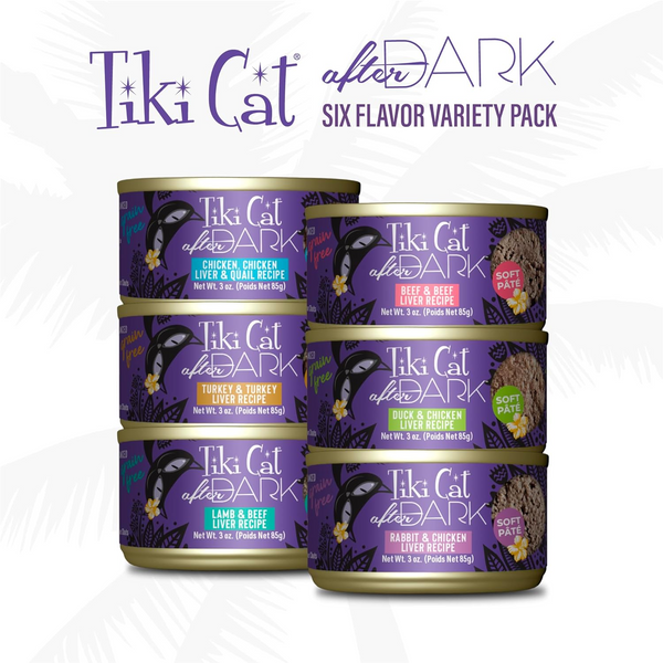 Tiki Cat After Dark Pate Wet Food For Cats Variety Pack (3 oz x 12 cans)