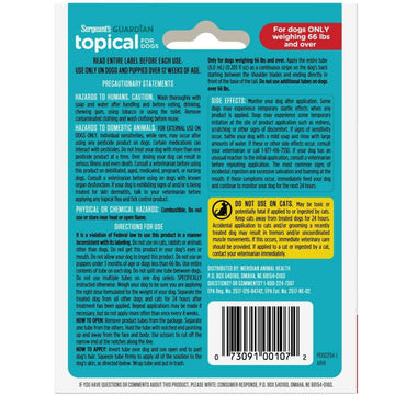 Sergeant's Guardian Flea & Tick Topical for Dogs, 66 lbs and over backside