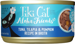 Tiki Cat Aloha Friends grain free canned cat food comes in three different sizes