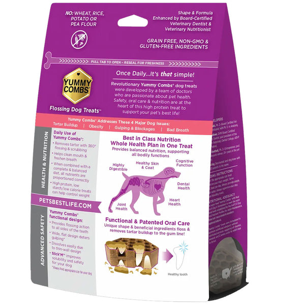 Yummy Combs Premium Dog Treats, Fish and Egg Allergy Relief, Small backside