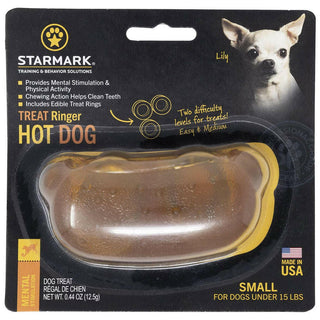 Starmark Treat Ringer Hot Dog Treat Dispenser Dog Toy Small