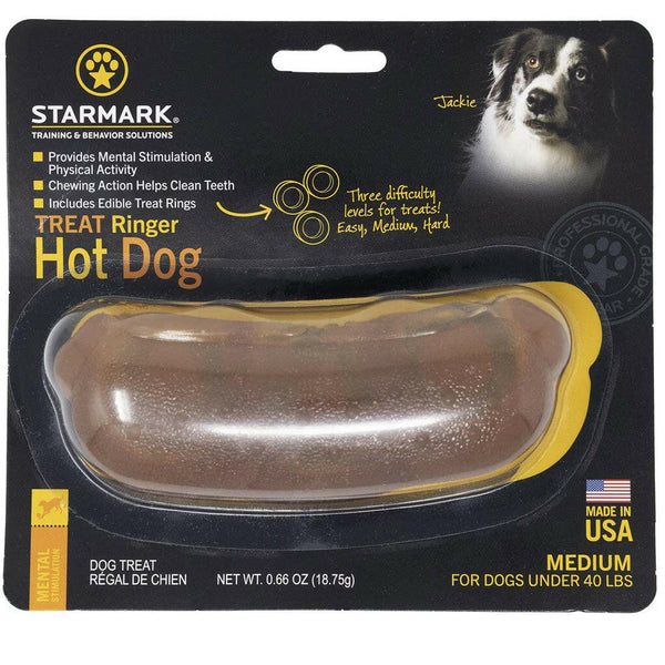 Starmark Treat Ringer Hot Dog Treat Dispenser Dog Toy Medium