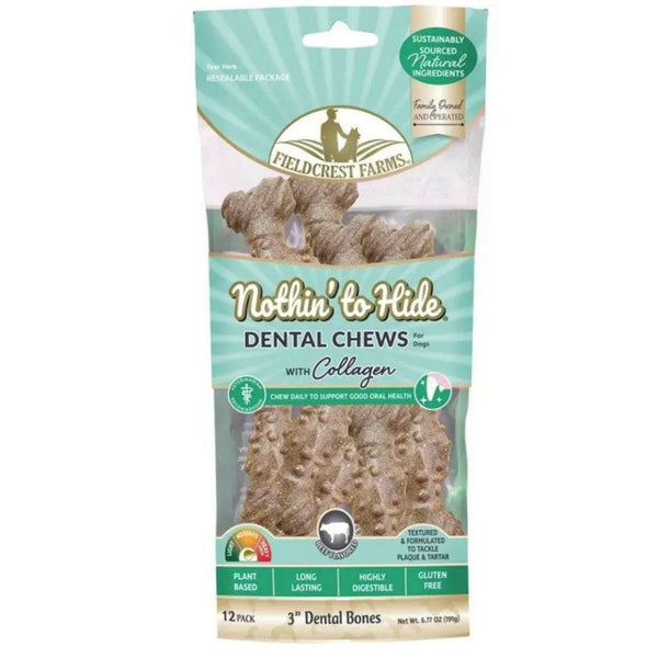 Ethical Nothin' to Hide Dental Bone Beef Dog Treat 3", 12 pack