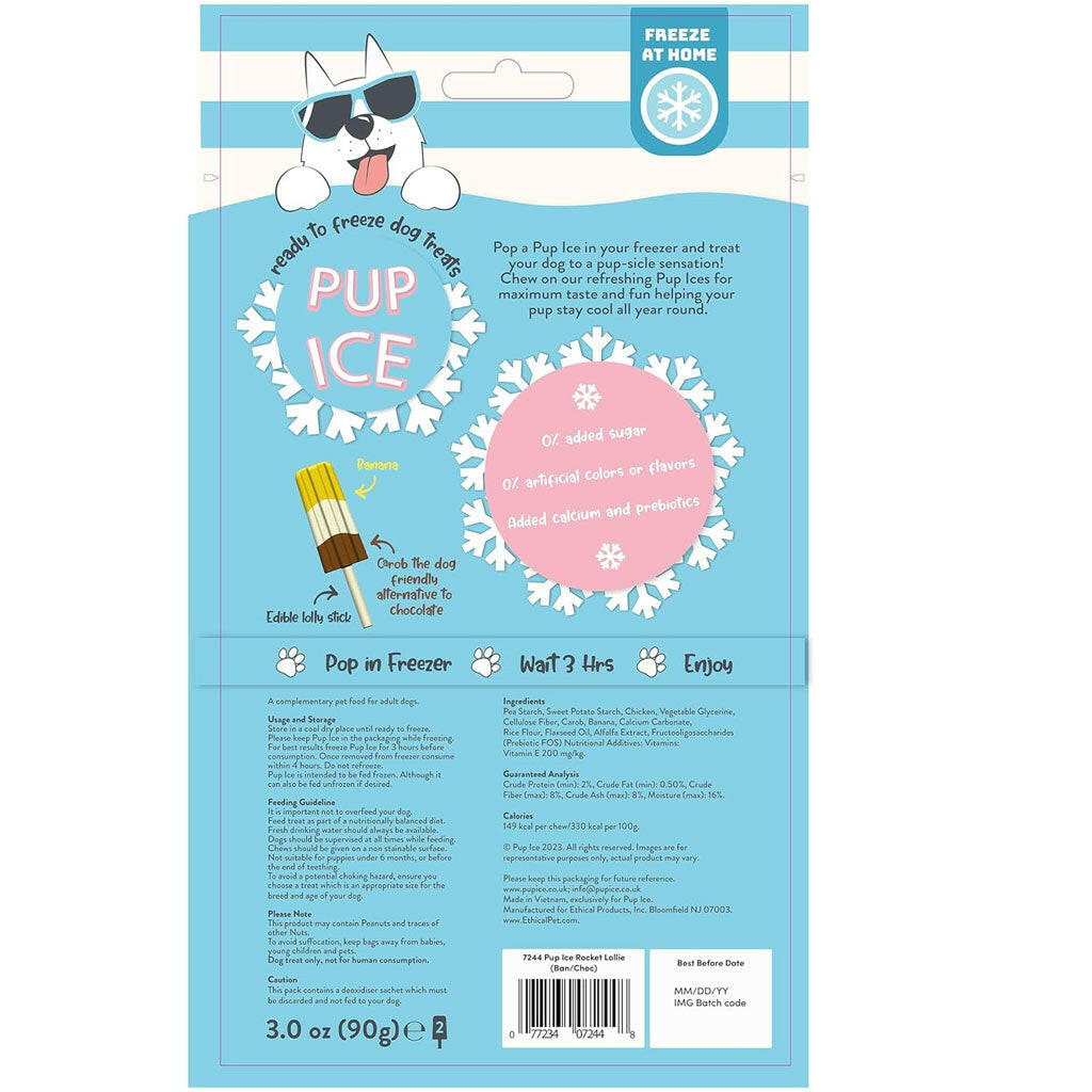 Ethical Pup Ice Rocket Lollies Ready to Freeze Dog Treats Banana & Chocolate Backside