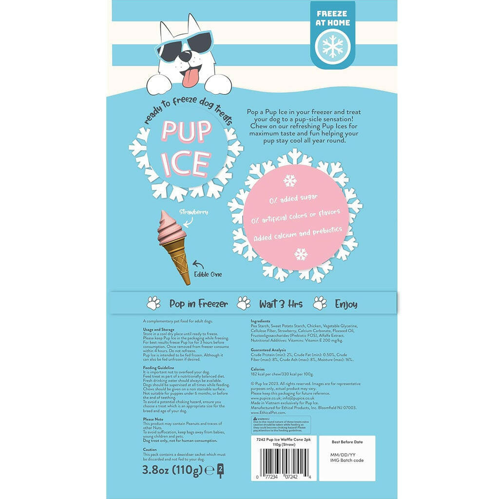 Ethical Pup Ice Waffle Cone Ready to Freeze Dog Treats Strawberry backside