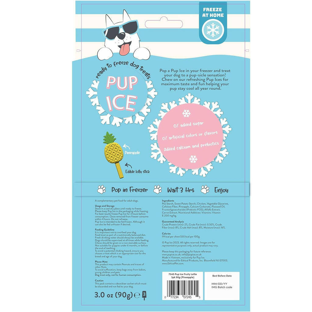 Ethical Pup Ice Fruity Lollies Ready to Freeze Dog Treats Pineapple backside