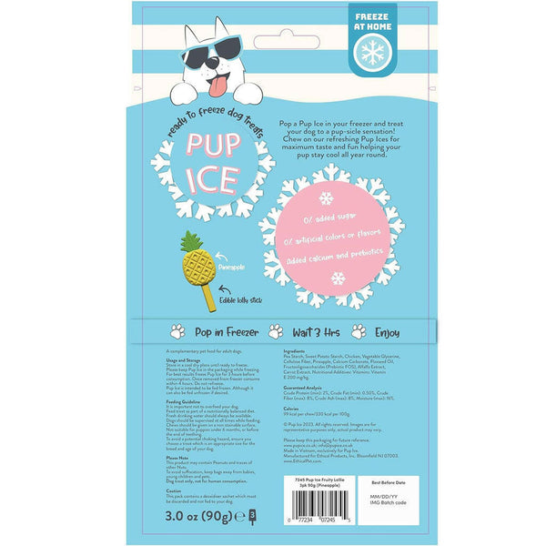 Ethical Pup Ice Fruity Lollies Ready to Freeze Dog Treats Pineapple backside