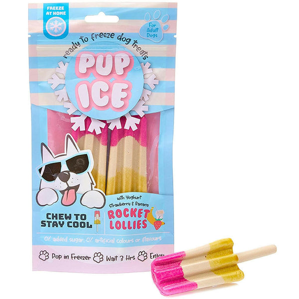 Ethical Pup Ice Rocket Lollies Ready to Freeze Dog Treats, Strawberry, Banana