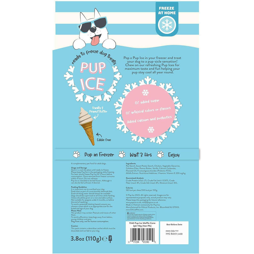 Ethical Pup Ice Waffle Cone Ready to Freeze Dog Treats Vanilla & Peanut Butter Backside