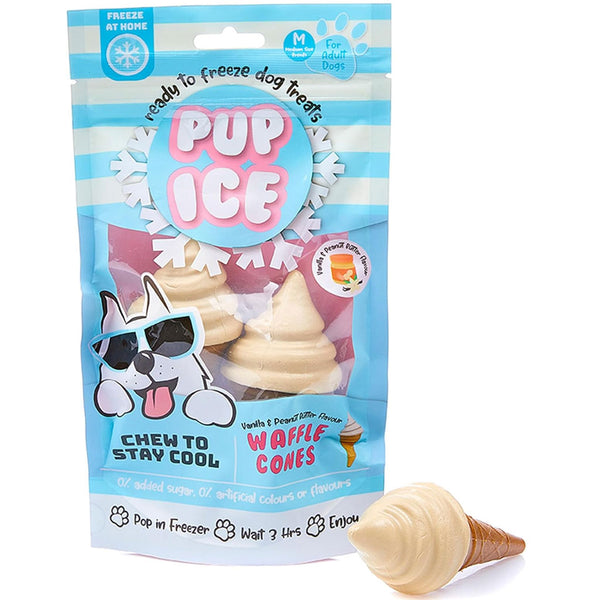 Ethical Pup Ice Waffle Cone Ready to Freeze Dog Treats, 2pack, Vanilla, Peanut Butter