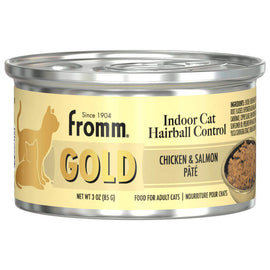 Can of Fromm Gold Indoor Cat Hairball Control cat food on a white background