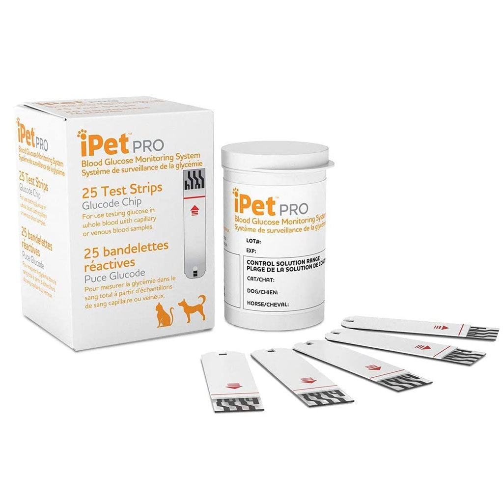 iPet PRO Blood Glucose Monitoring & Blood Glucose Test Strips for Dogs & Cats, 25-count