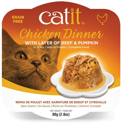 Catit Chicken Dinner with Beef & Pumpkin Wet Cat Food, 2.8-oz, case of 6