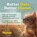 Cat in a field with 'Better Pets. Better Planet.' text and Natoo logo.