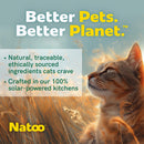 Cat in a field with 'Better Pets. Better Planet.' text and Natoo logo.