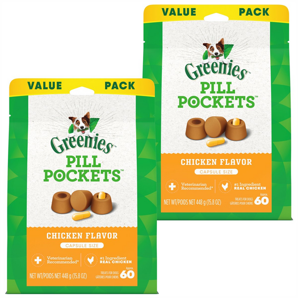 Greenies Pill Pockets Chicken Flavor Treats for Dogs, Capsule Size