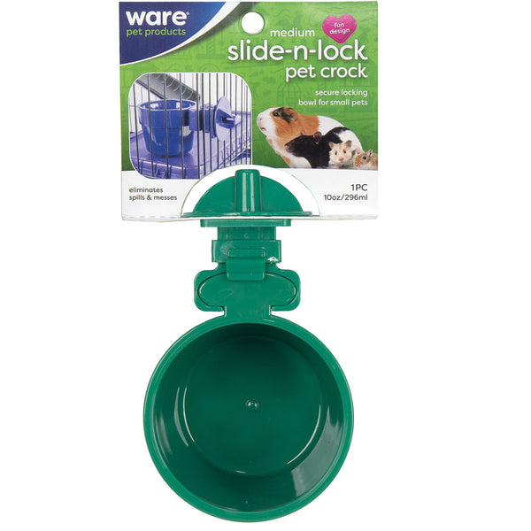 Ware Slide-N-Lock Pet Crock for Small Animals, Color Varies, 10-oz