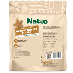 Nateo peanut butter flavored dog biscuit package on a white background