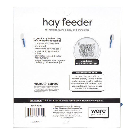 Ware Hay Feeder w/ Free Chew for Small Animal