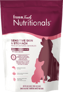 Fromm Family Nutritionals dog food package for sensitive skin and stomach on a white background