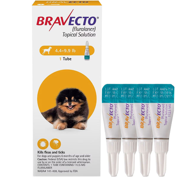 Bravecto Topical Solution for Dogs 4.4-9.9 lbs 4 tubes