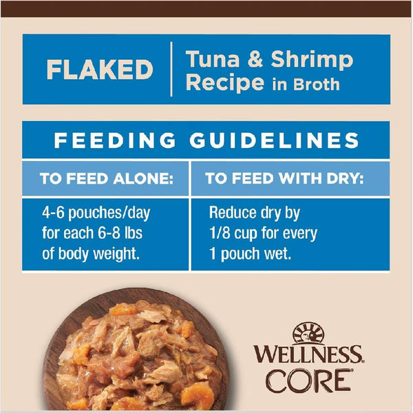Wellness CORE Tiny Tasters Grain-Free Flaked Tuna & Shrimp Wet Food for Cats (1.75 oz x 12 pouches)