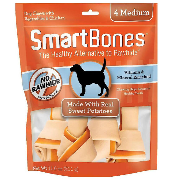 SmartBones Rawhide-Free Sweet Potato Chew Bones Dog Treats (4 medium bones)