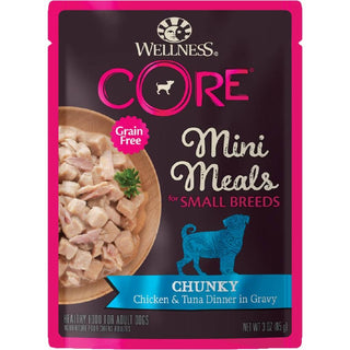 Wellness CORE Grain-Free Small Breed Mini Meals Chunky Chicken & Tuna in Gravy Wet Dog Food (3 oz x 12 pouches)