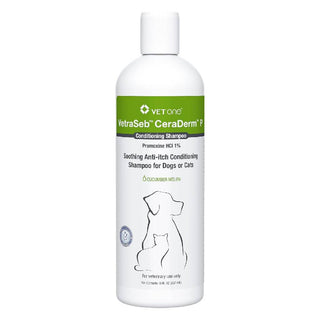Bottle of vetraseb shampoo which is an effective anti itch shampoo for dogs and cats