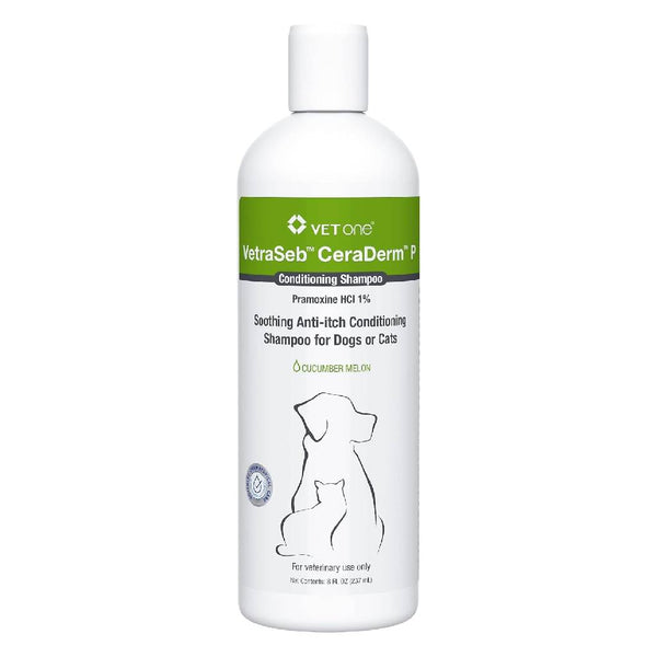 VetraSeb CeraDerm P Anti-Itch Conditioning Shampoo for Dogs & Cats (8 oz)