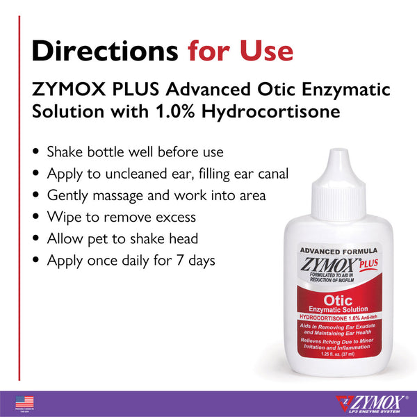 zymox otic plus hydrocortisone 1% 1oz directions