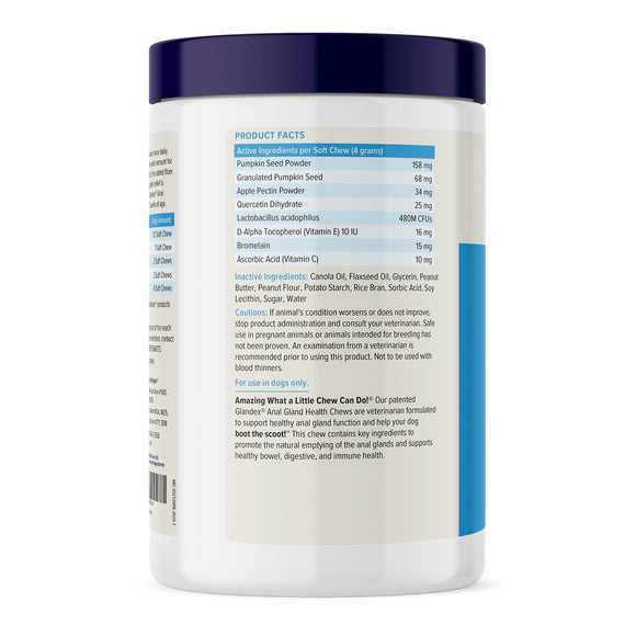 Glandex Anal Gland Support Peanut Butter Soft Chews for Dogs