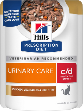Hill's Prescription Diet c/d Multicare Stress Chicken, Vegetable & Rice Stew Wet Cat Food (2.8 oz x 24 pouches)