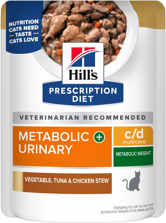Hill's Prescription Diet Metabolic + Urinary c/d Multicare Vegetable, Tuna & Chicken Stew Wet Cat Food (2.8oz x 24 pouches)