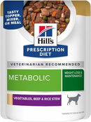 Hill's Prescription Diet Metabolic Weight Management Vegetables, Beef & Rice Stew Wet Dog Food (2.8 oz x 24 pouches)-1