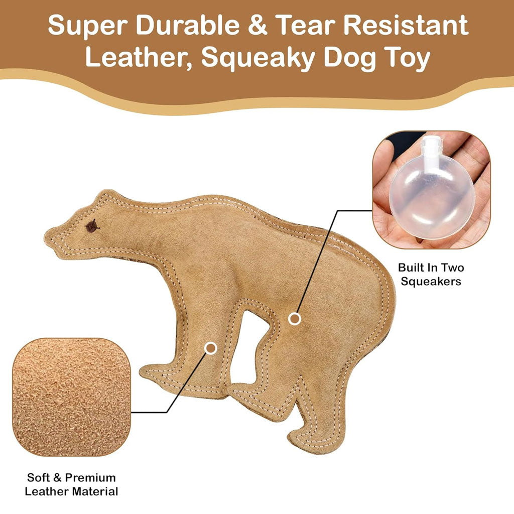 Ethical Pet Spot Dura-Fused Leather Dog Toy Bear