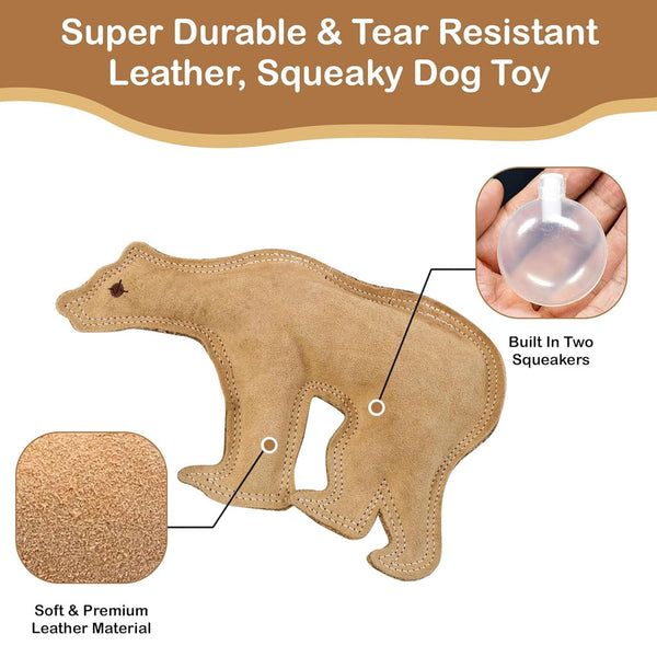 Ethical Pet Spot Dura-Fused Leather Dog Toy Bear