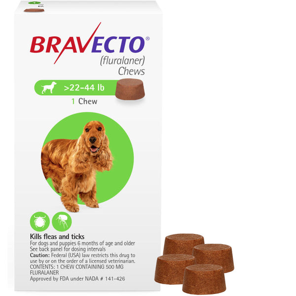 Bravecto Chews for Dogs 22-44 lbs 4 chews