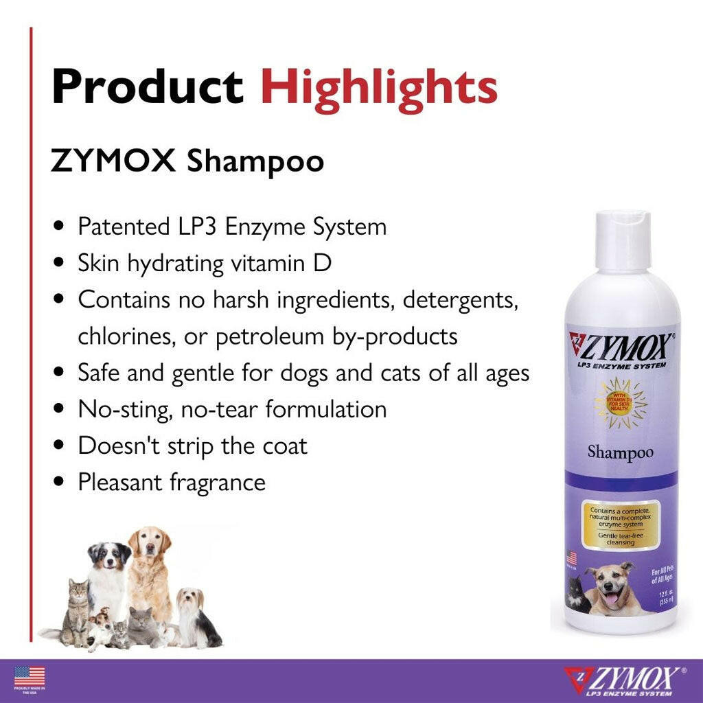 product highlights of zymox shampoo