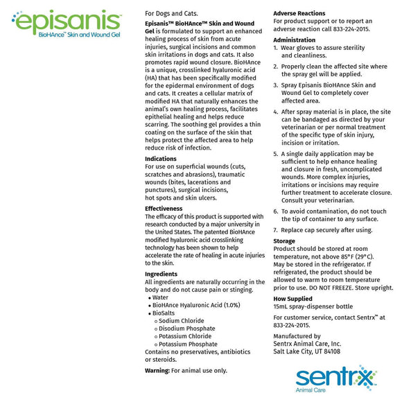 Episanis Biohance Skin & Wound Gel for Dogs & Cats